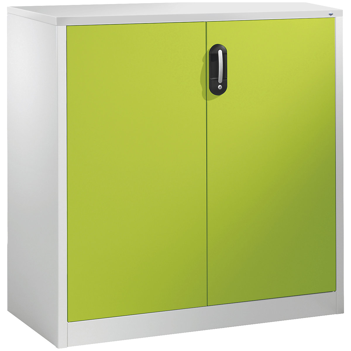 Comodă pentru acte ACURADO – C+P, înălțime pentru 3 bibliorafturi, î. x lăț. x ad. 1200 x 1200 x 500 mm, gri deschis / verde viridin-0