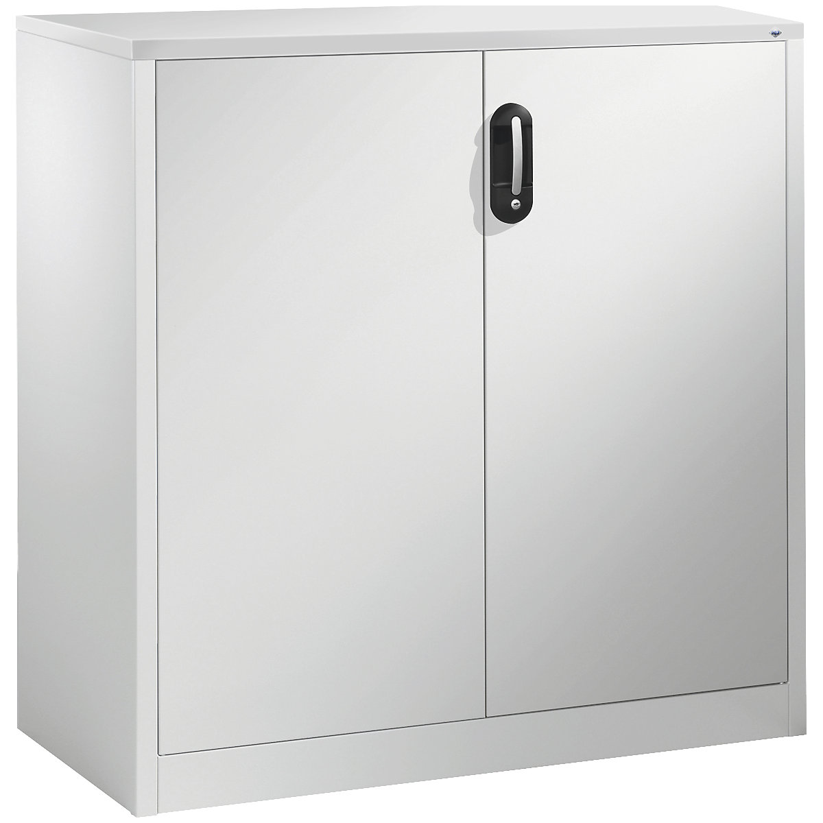 Comodă pentru acte ACURADO – C+P, înălțime pentru 3 bibliorafturi, î. x lăț. x ad. 1200 x 1200 x 500 mm, gri deschis / alb aluminiu-0