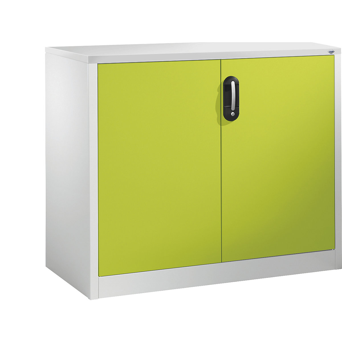 Comodă pentru acte ACURADO – C+P, înălțime pentru 2 bibliorafturi, î. x lăț. x ad. 1000 x 1200 x 500 mm, gri deschis / verde viridin-0