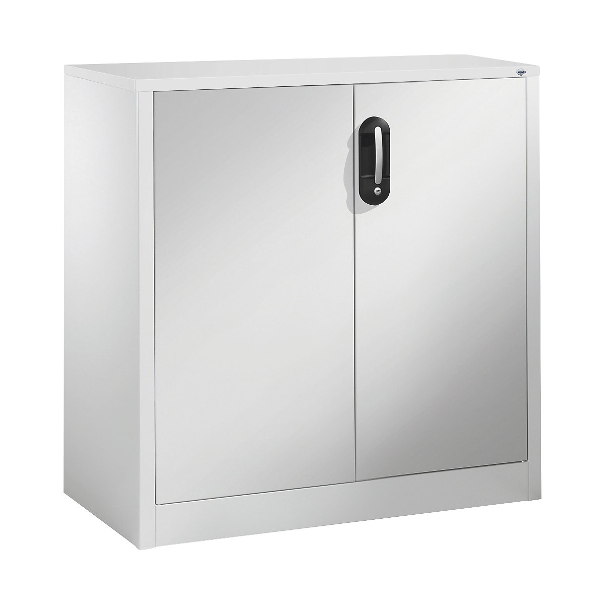 Comodă pentru acte ACURADO – C+P, înălțime pentru 2 bibliorafturi, î. x lăț. x ad. 1000 x 930 x 500 mm, gri deschis / alb aluminiu-0