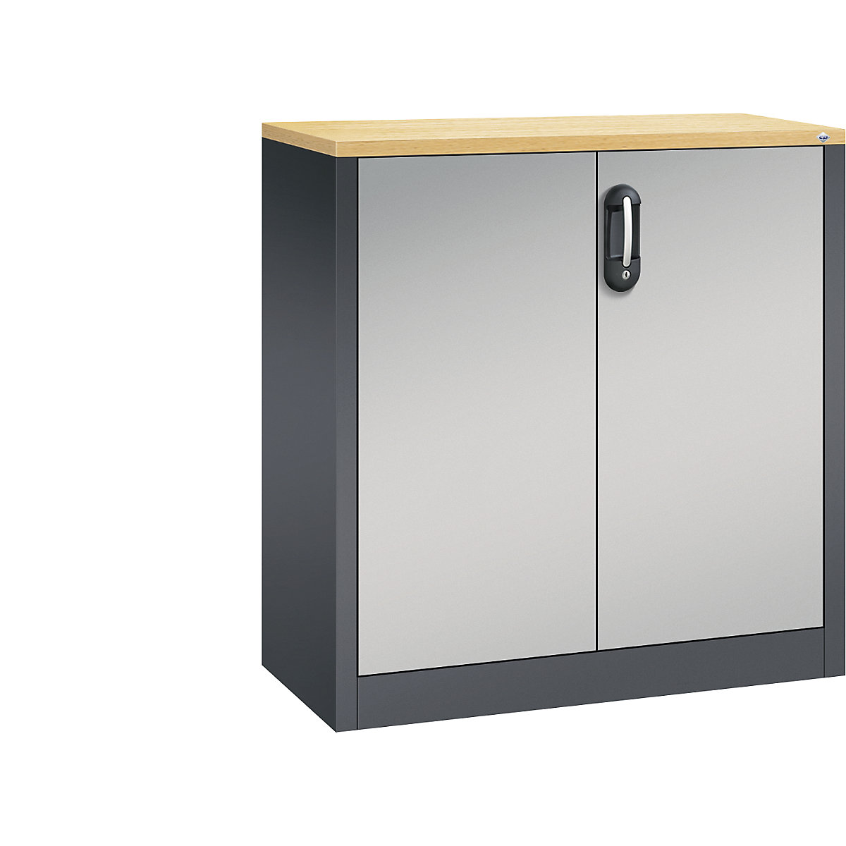 Comodă pentru acte ACURADO – C+P, înălțime pentru 2 bibliorafturi, î. x lăț. x ad. 1000 x 930 x 400 mm, gri negru / alb aluminiu-0