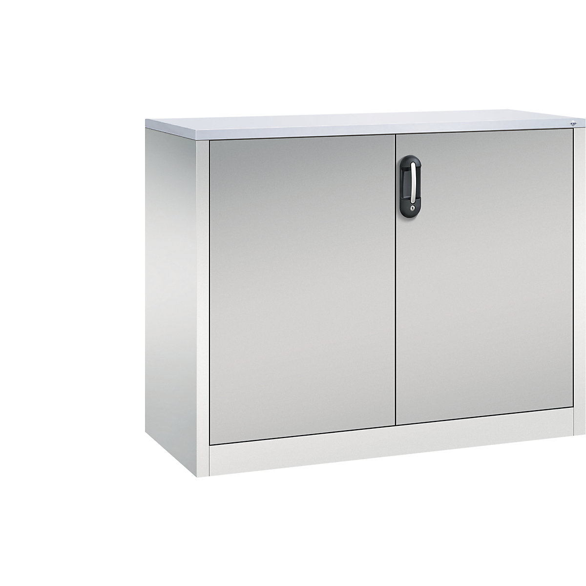 Comodă pentru acte ACURADO – C+P, înălțime pentru 2 bibliorafturi, î. x lăț. x ad. 1000 x 1200 x 500 mm, gri deschis / alb aluminiu-0