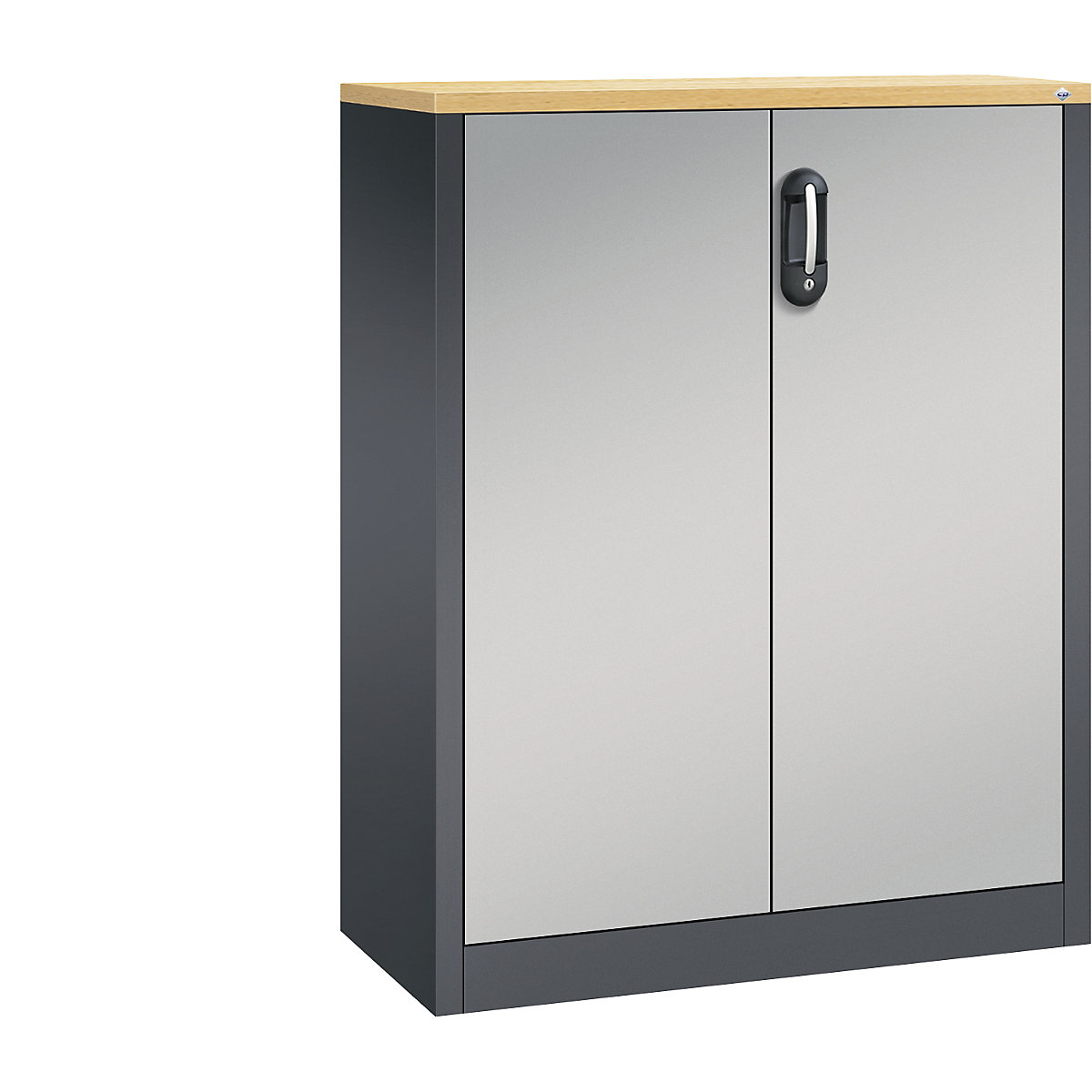 Comodă pentru acte ACURADO – C+P, înălțime pentru 3 bibliorafturi, î. x lăț. x ad. 1200 x 930 x 400 mm, gri negru / alb aluminiu-0