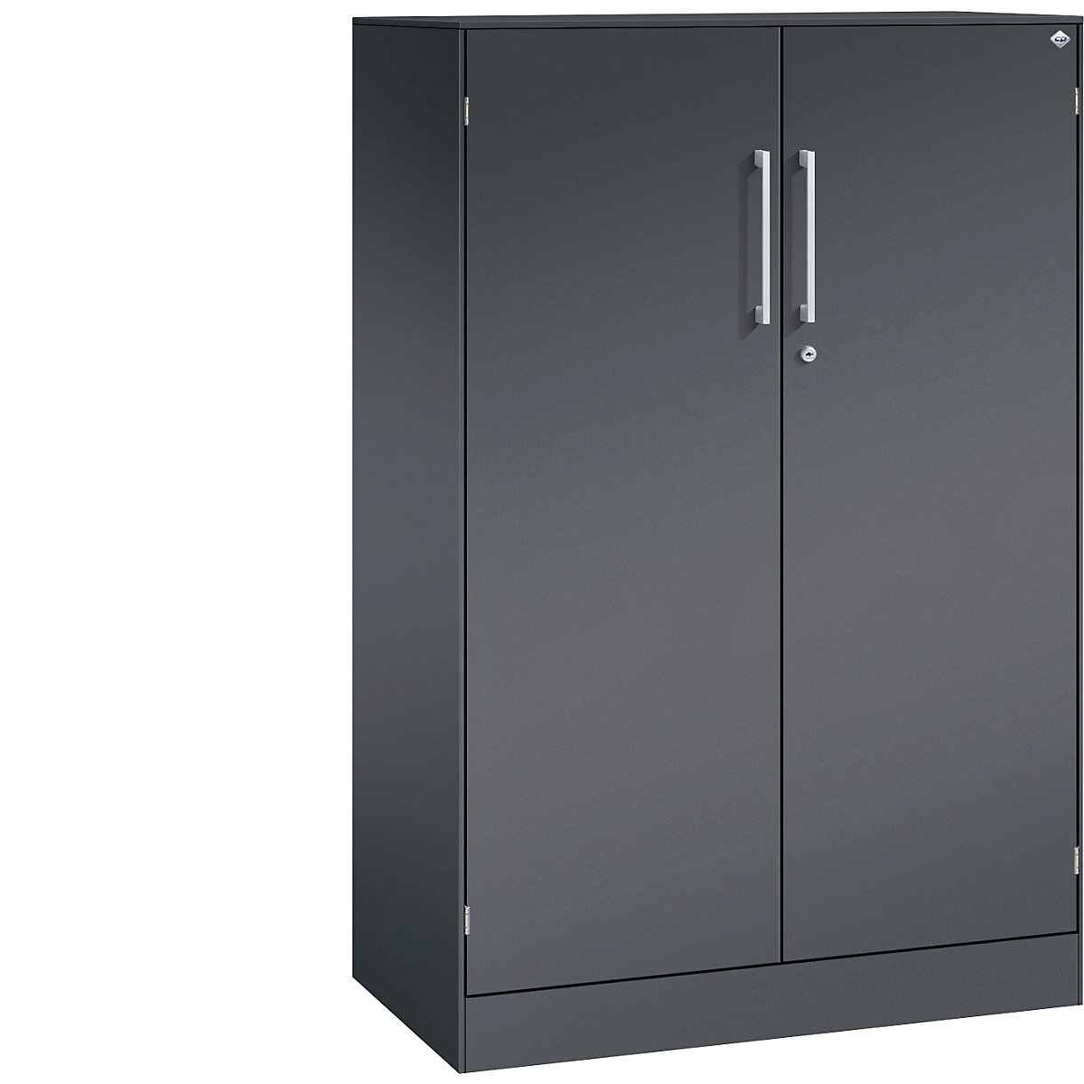 Dulap cu uși cu canaturi ASISTO, înălțime 1292 mm – C+P, lățime 800 mm, 2 polițe, gri negru/gri negru-0
