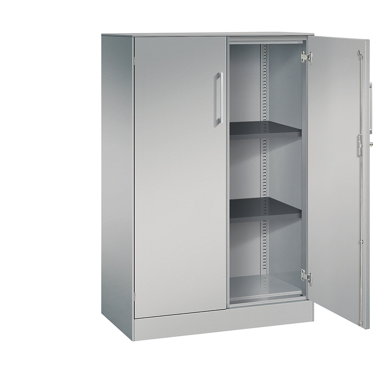 Dulap cu uși cu canaturi ASISTO, înălțime 1292 mm – C+P, lățime 800 mm, 2 polițe, alb aluminiu/alb aluminiu-0