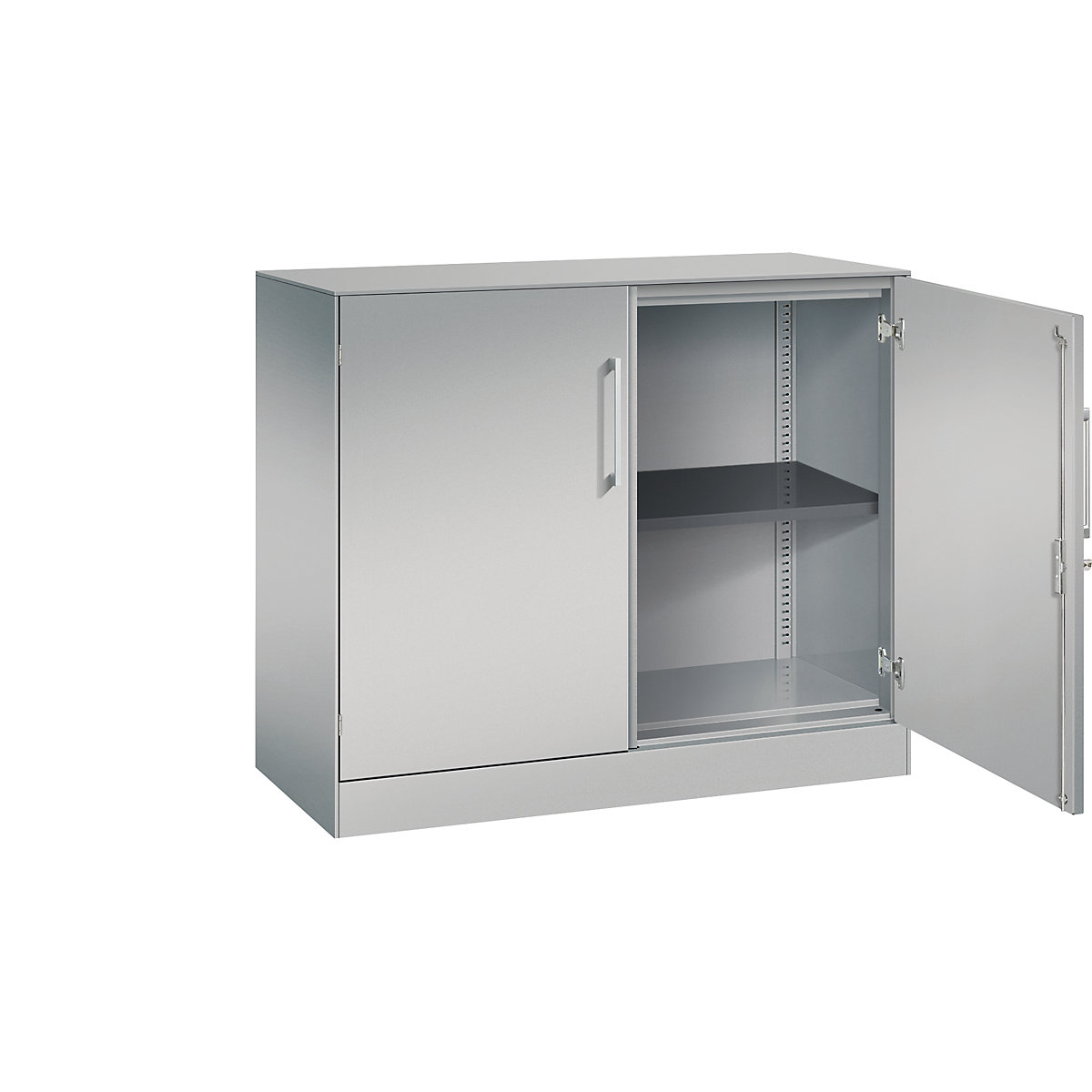 Dulap cu uși cu canaturi ASISTO, înălțime 897 mm – C+P, lățime 1000 mm, 1 poliță, alb aluminiu/alb aluminiu-0