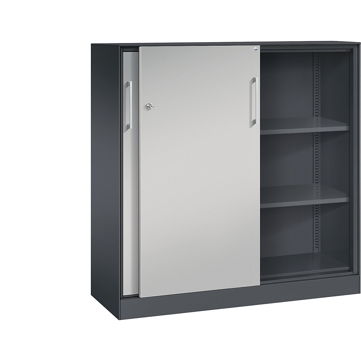Dulap cu uși glisante ASISTO, înălțime 1292 mm – C+P, lățime 1200 mm, gri negru/alb aluminiu-0