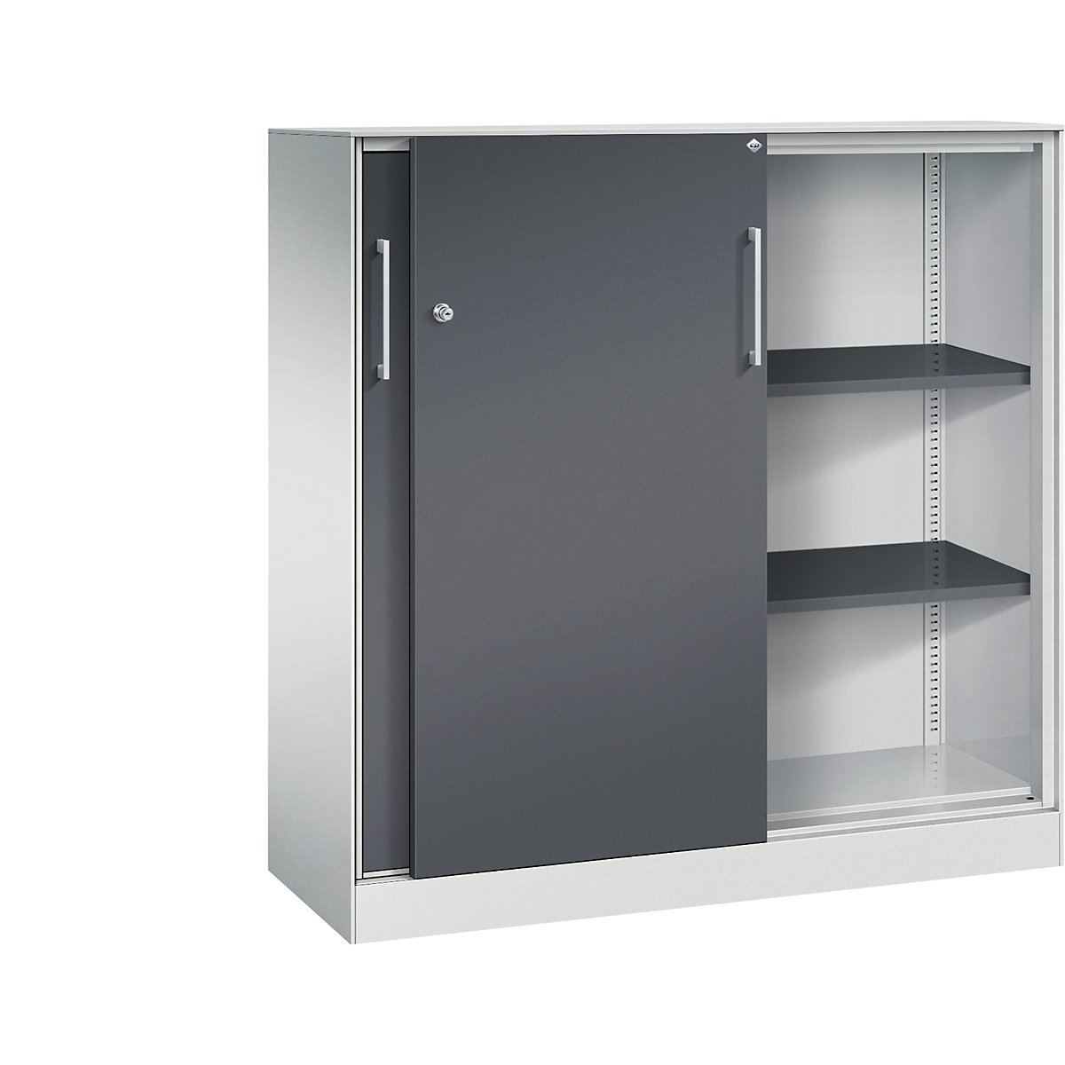 Dulap cu uși glisante ASISTO, înălțime 1292 mm – C+P, lățime 1200 mm, gri deschis/gri negru-0