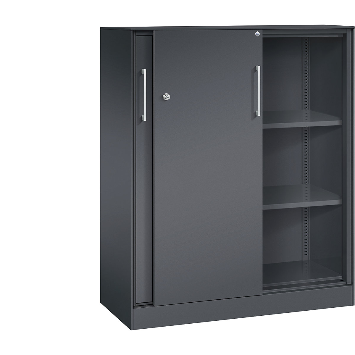 Dulap cu uși glisante ASISTO, înălțime 1292 mm – C+P, lățime 1000 mm, gri negru/gri negru-0
