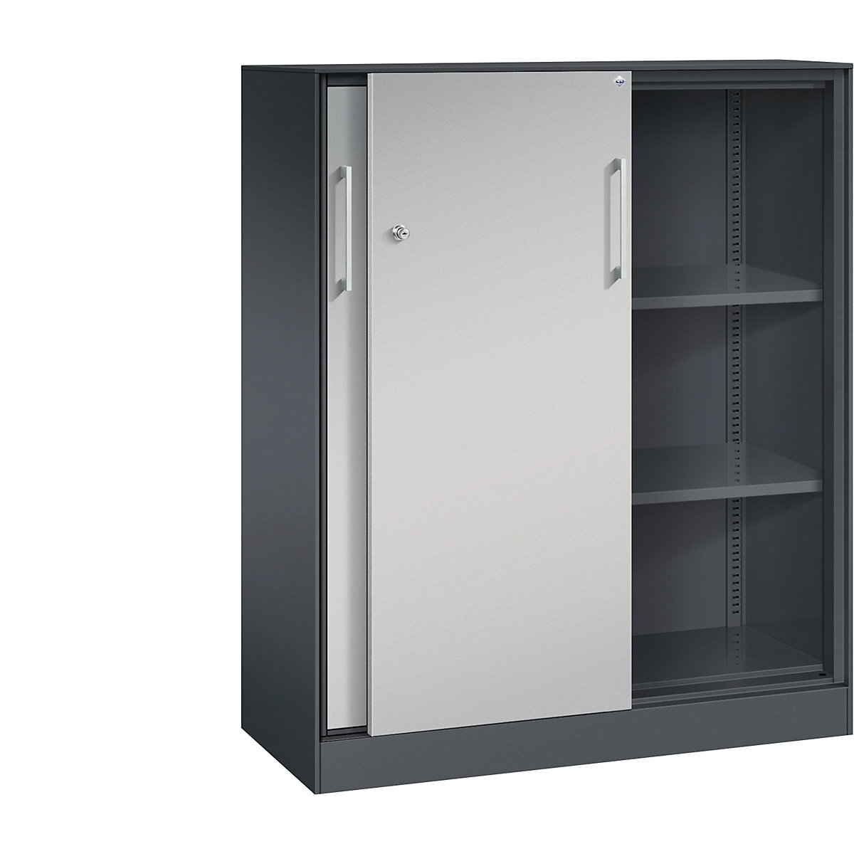 Dulap cu uși glisante ASISTO, înălțime 1292 mm – C+P, lățime 1000 mm, gri negru/alb aluminiu-0