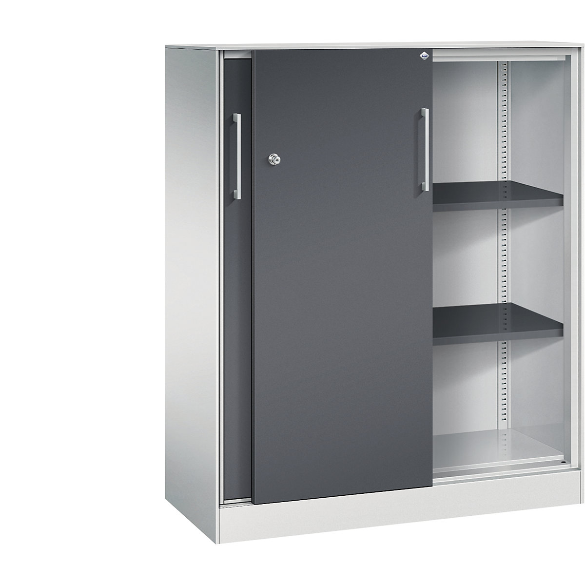 Dulap cu uși glisante ASISTO, înălțime 1292 mm – C+P, lățime 1000 mm, gri deschis/gri negru-0