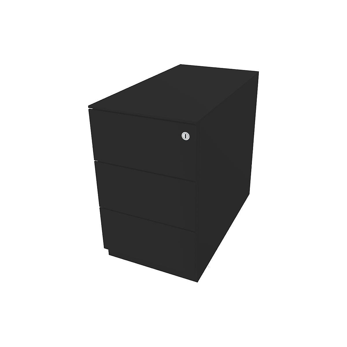 Casetieră Note™, cu 3 sertare universale – BISLEY, î. x lăț. x ad. 502 x 300 x 565 mm, cu margine de prindere și blat, negru-0