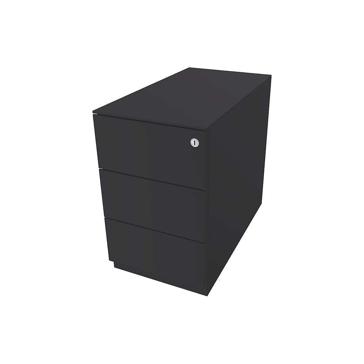 Casetieră Note™, cu 3 sertare universale – BISLEY, î. x lăț. x ad. 502 x 300 x 565 mm, cu margine de prindere și blat, gri antracit-0