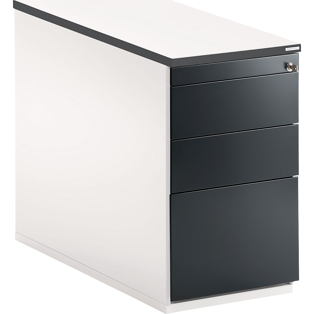 Casetieră cu sertare – mauser, î. x ad. 720 x 800 mm, 2 sertare pentru materiale, 1 registratură suspendată, alb pur / gri antracit / alb-0