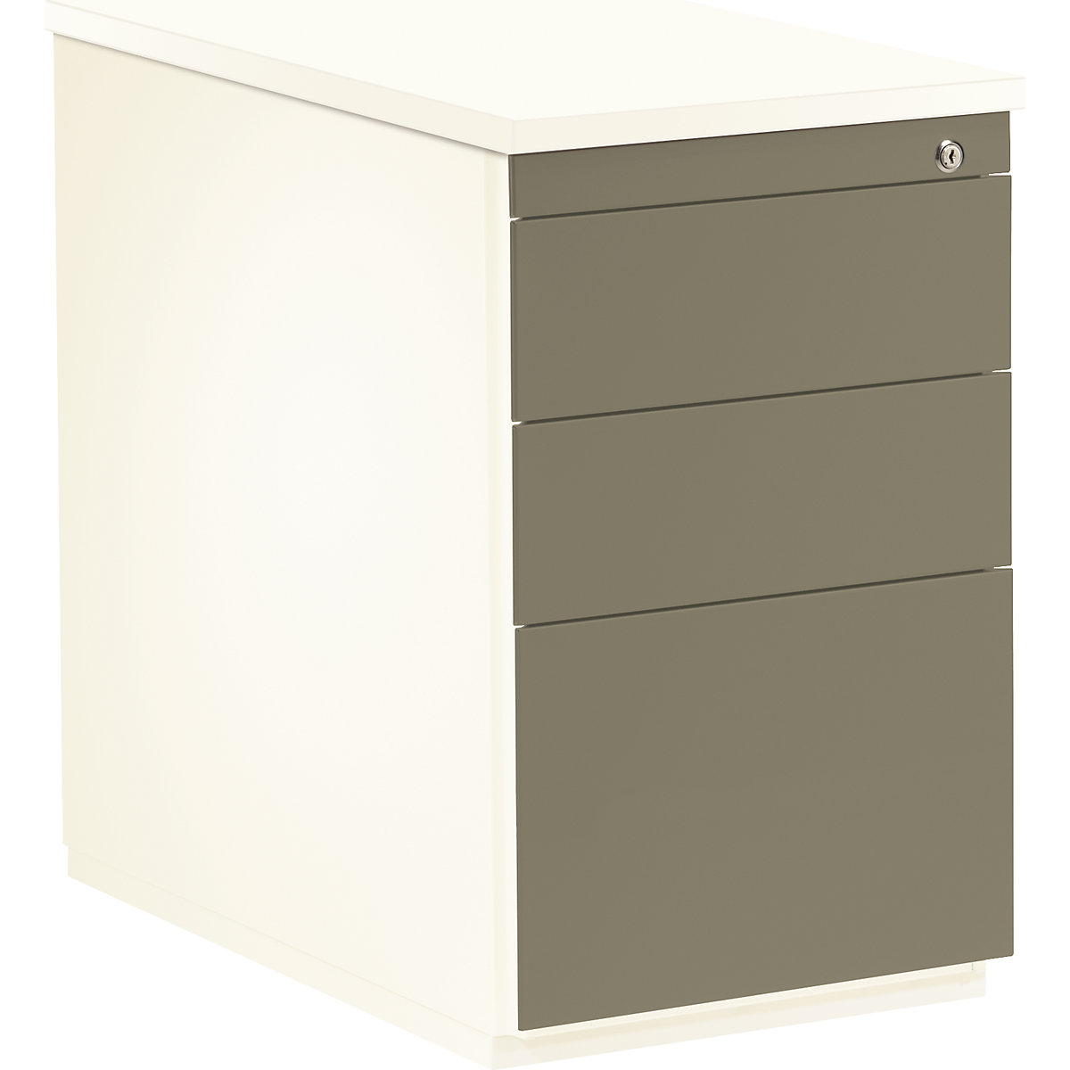 Casetieră cu sertare – mauser, î. x ad. 720 x 800 mm, 2 sertare pentru materiale, 1 registratură suspendată, alb pur / gri-bej / alb pur-0