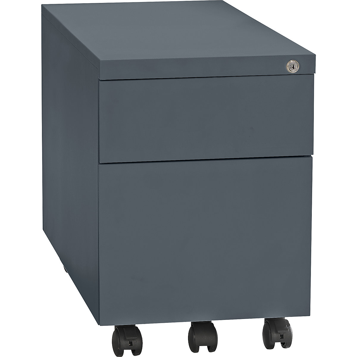 Container mobil, oțel – eurokraft basic, 1 suport pentru știfturi, 1 sertar pentru materiale, 1 registratură suspendată, adâncime 790 mm, gri bazalt-0