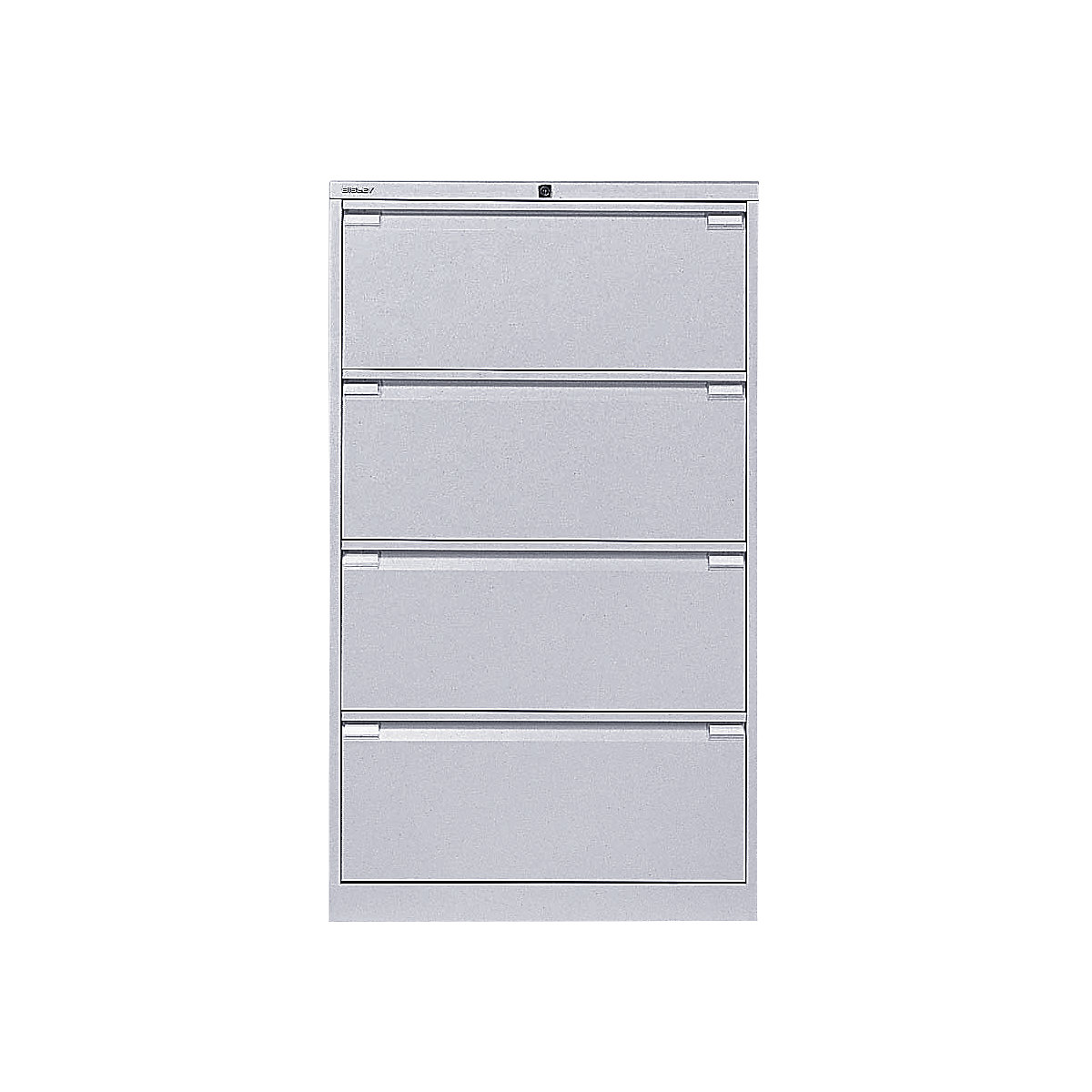 Dulap pentru registre suspendate, cu 2 rânduri – BISLEY, 4 sertare, DIN A4, alb aluminiu-0