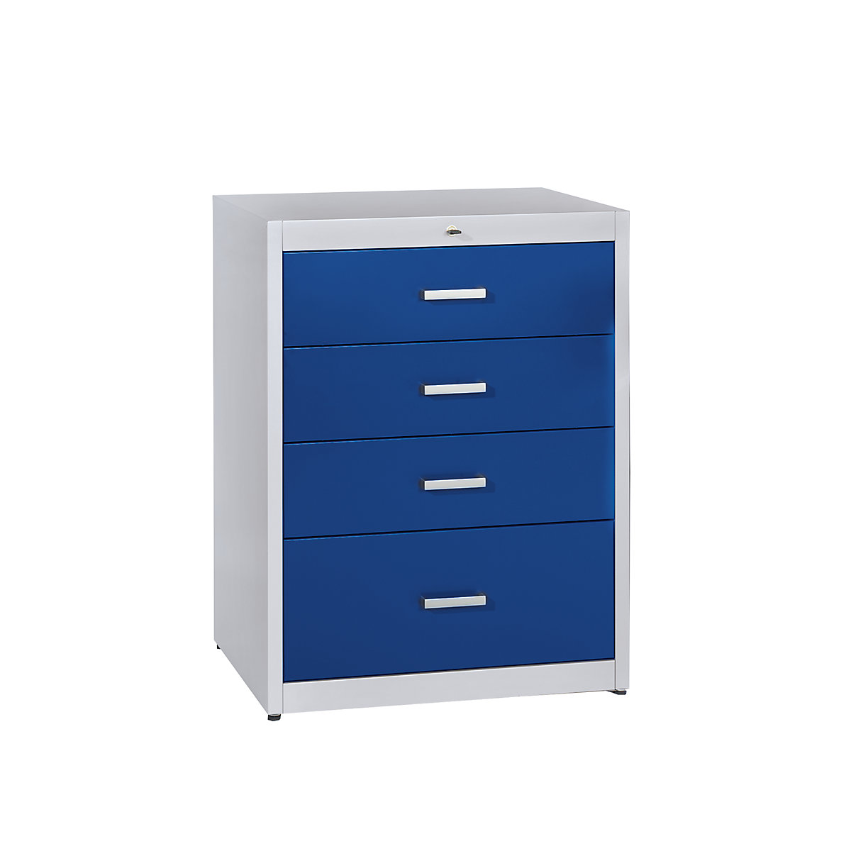 Fișier, mânere – mauser, 4 sertare, retragere standard, cu 3 rând, gri deschis / albastru ultramarin-0