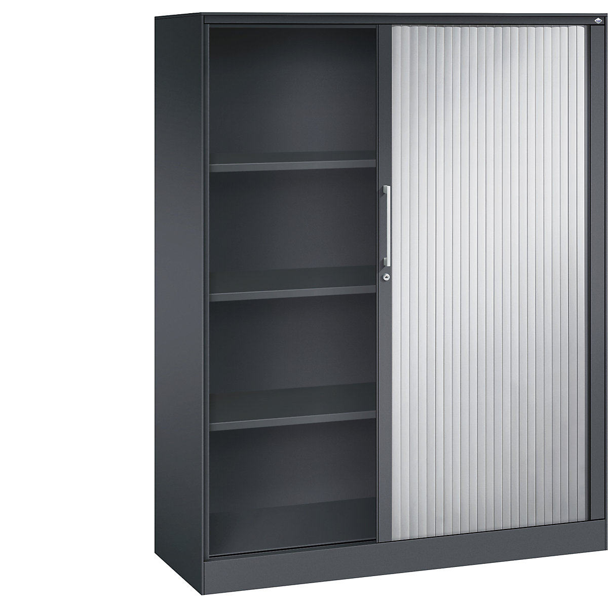 Dulap cu oblon ASISTO, înălțime 1617 mm – C+P, lățime 1200 mm, gri negru/alb aluminiu-0