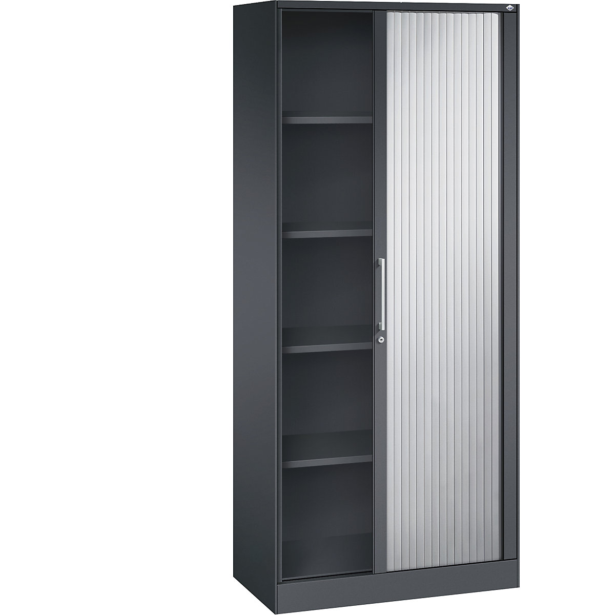 Dulap cu oblon ASISTO, înălțime 1980 mm – C+P, lățime 800 mm, gri negru/alb aluminiu-0