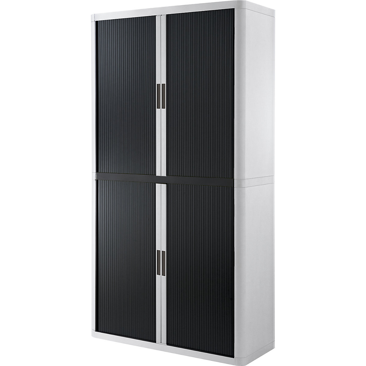 Dulap cu oblon easyOffice® – Paperflow, 4 polițe, înălțime 2040 mm, alb / negru-0