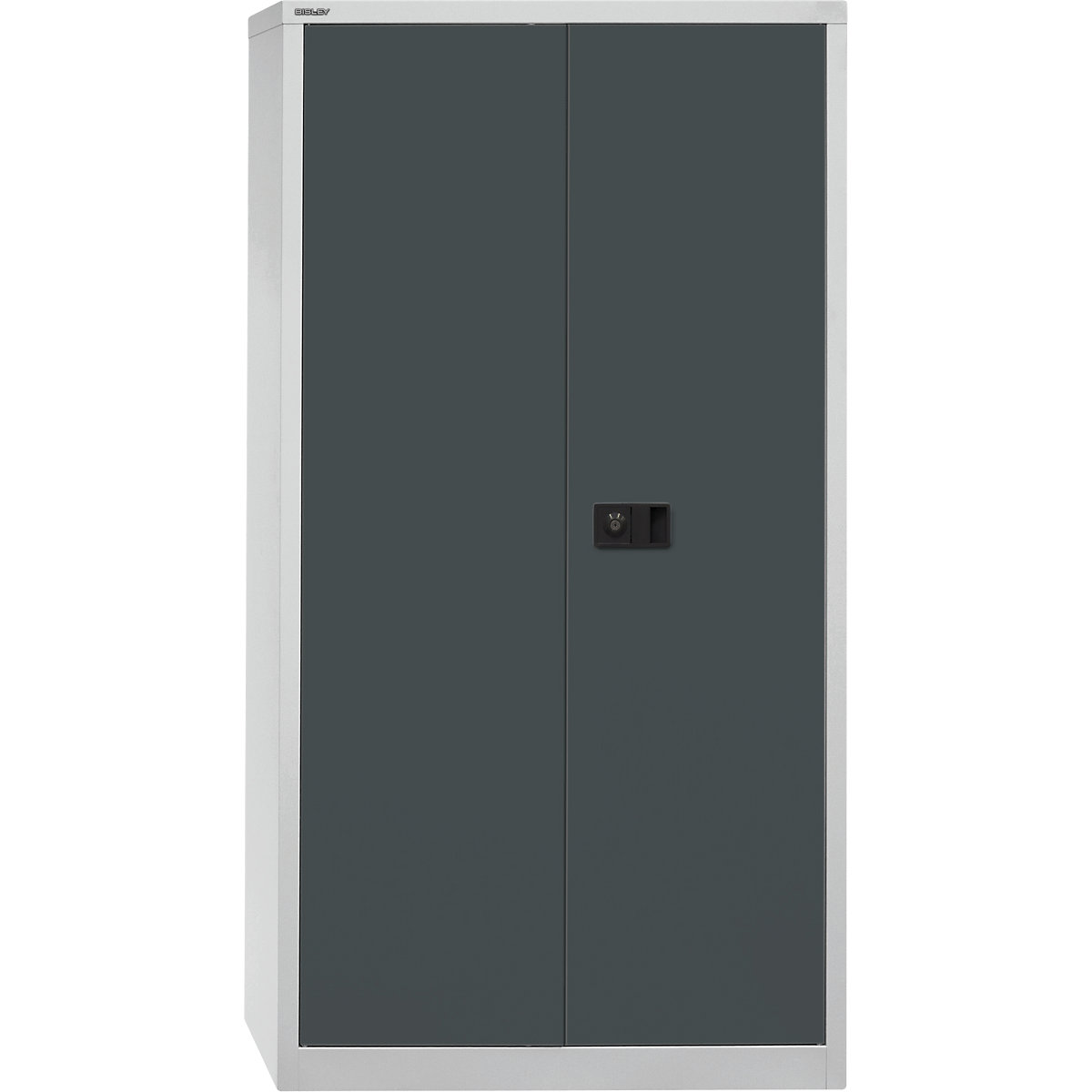 Dulap cu uși batante UNIVERSAL – BISLEY, î. x lăț. x ad. 1806 x 914 x 400 mm, 3 polițe zincate, înălțime pentru 4 bibliorafturi, gri deschis / antracit-0