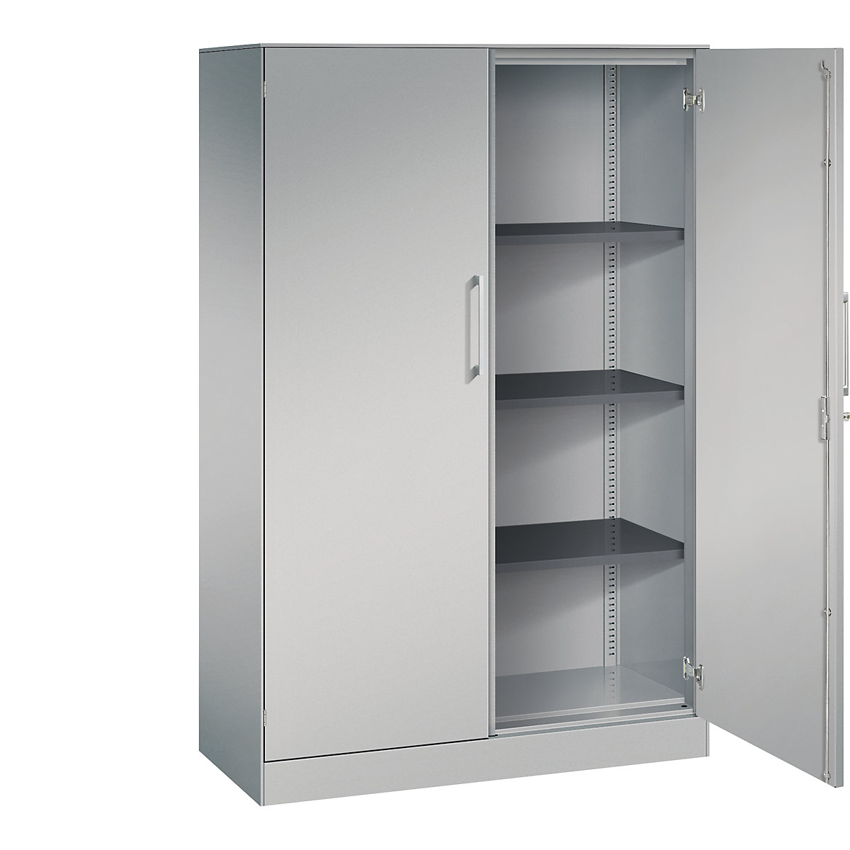 Dulap cu uși cu canaturi ASISTO, înălțime 1617 mm – C+P, lățime 1000 mm, 3 polițe, alb aluminiu/alb aluminiu-0