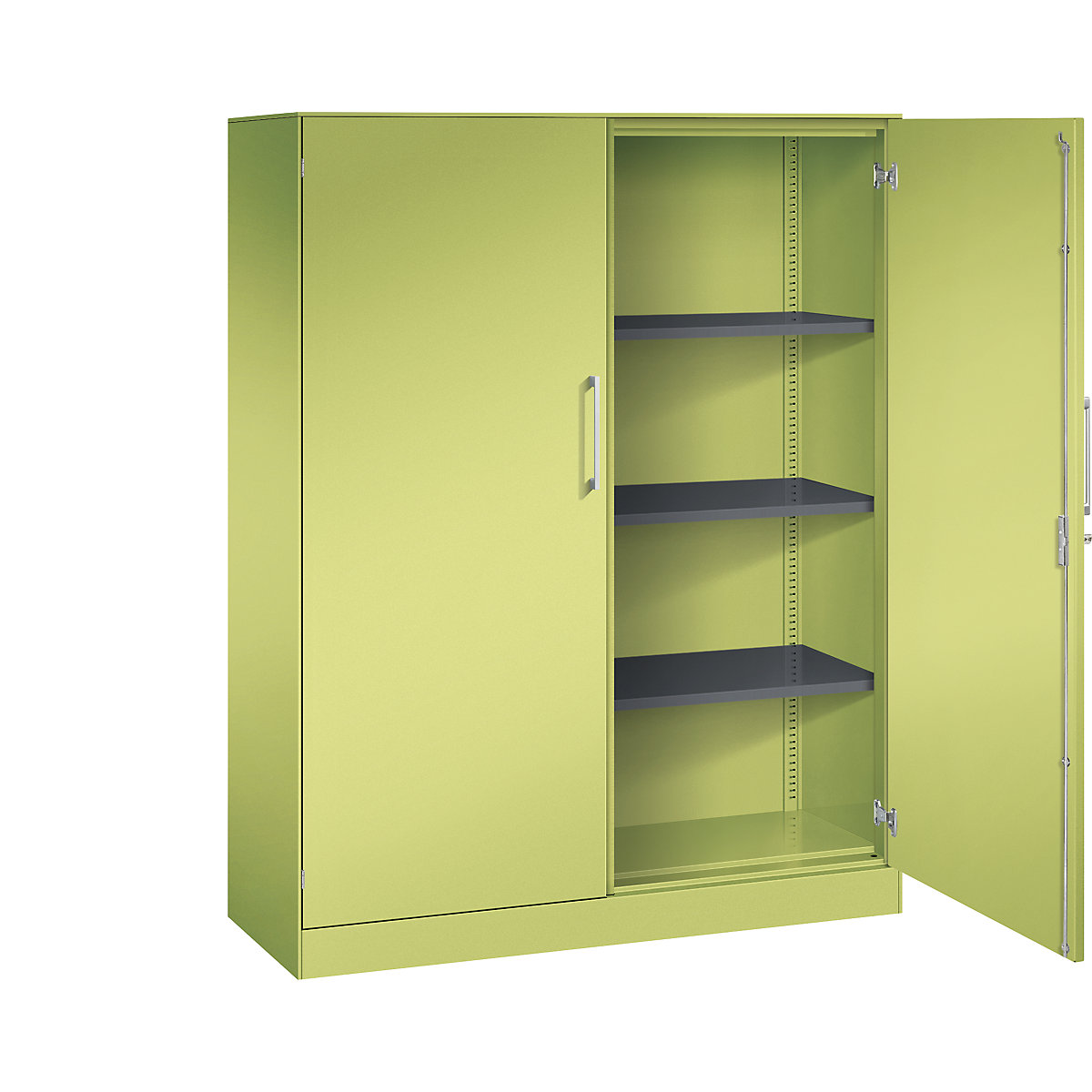 Dulap cu uși cu canaturi ASISTO, înălțime 1617 mm – C+P, lățime 1200 mm, 3 polițe, verde viridin/verde viridin-0