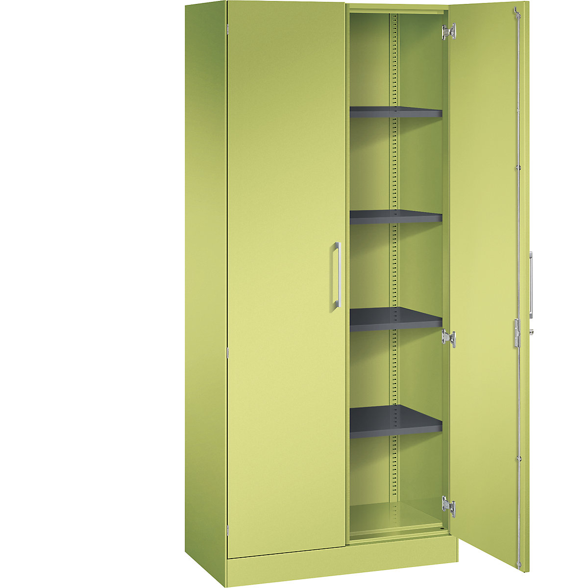 Dulap cu uși cu canaturi ASISTO, înălțime 1980 mm – C+P, lățime 800 mm, 4 polițe, verde viridin/verde viridin-0