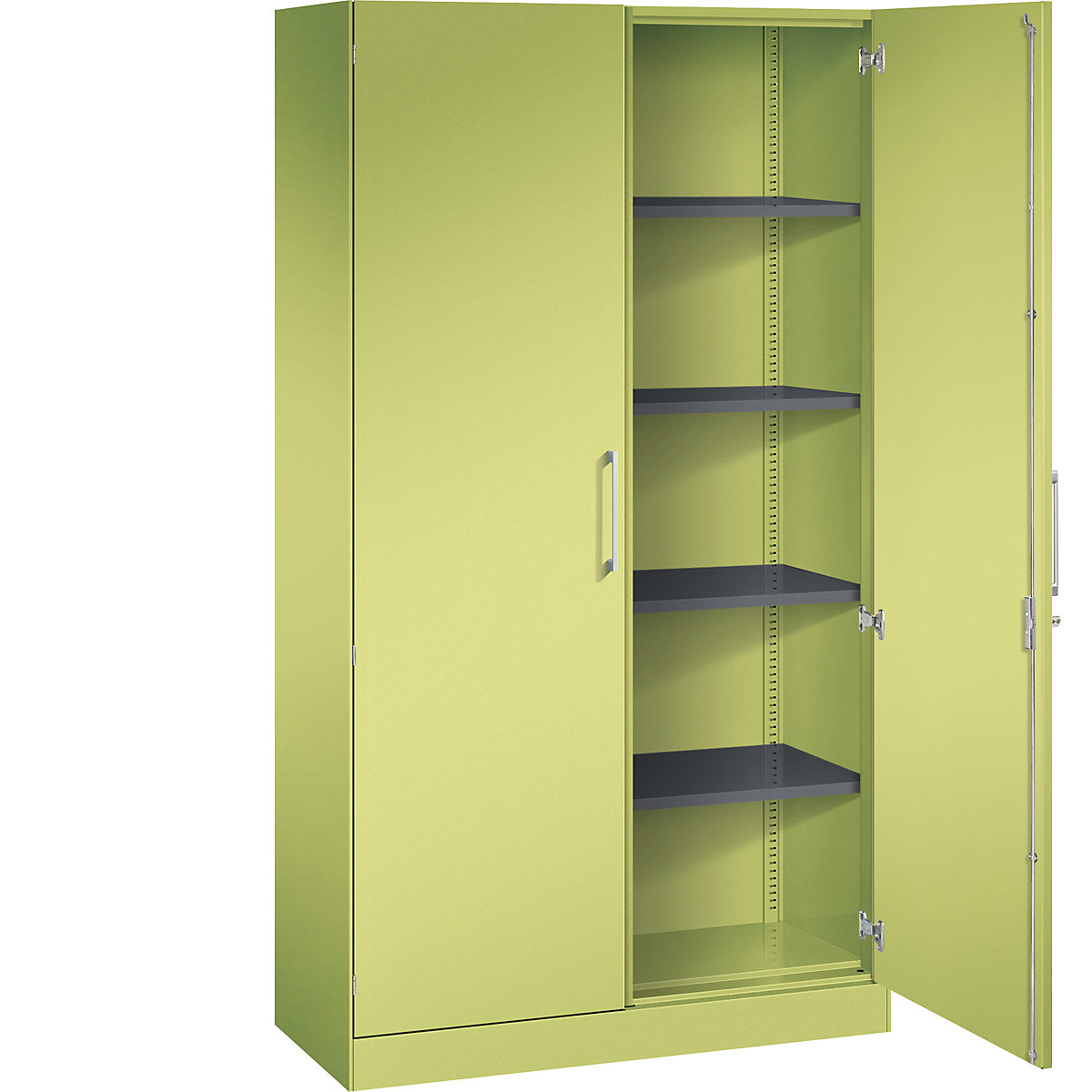 Dulap cu uși cu canaturi ASISTO, înălțime 1980 mm – C+P, lățime 1000 mm, 4 polițe, verde viridin/verde viridin-0