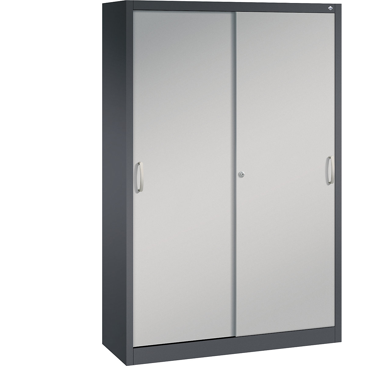Dulap cu uși glisante ACURADO – C+P, 4 polițe, î. x lăț. x ad. 1950 x 1200 x 400 mm, gri negru / alb aluminiu-0