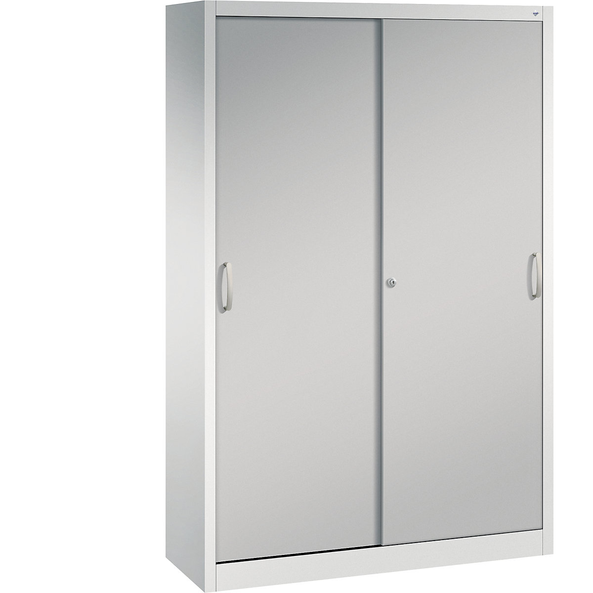 Dulap cu uși glisante ACURADO – C+P, 4 polițe, î. x lăț. x ad. 1950 x 1200 x 400 mm, gri deschis / alb aluminiu-0