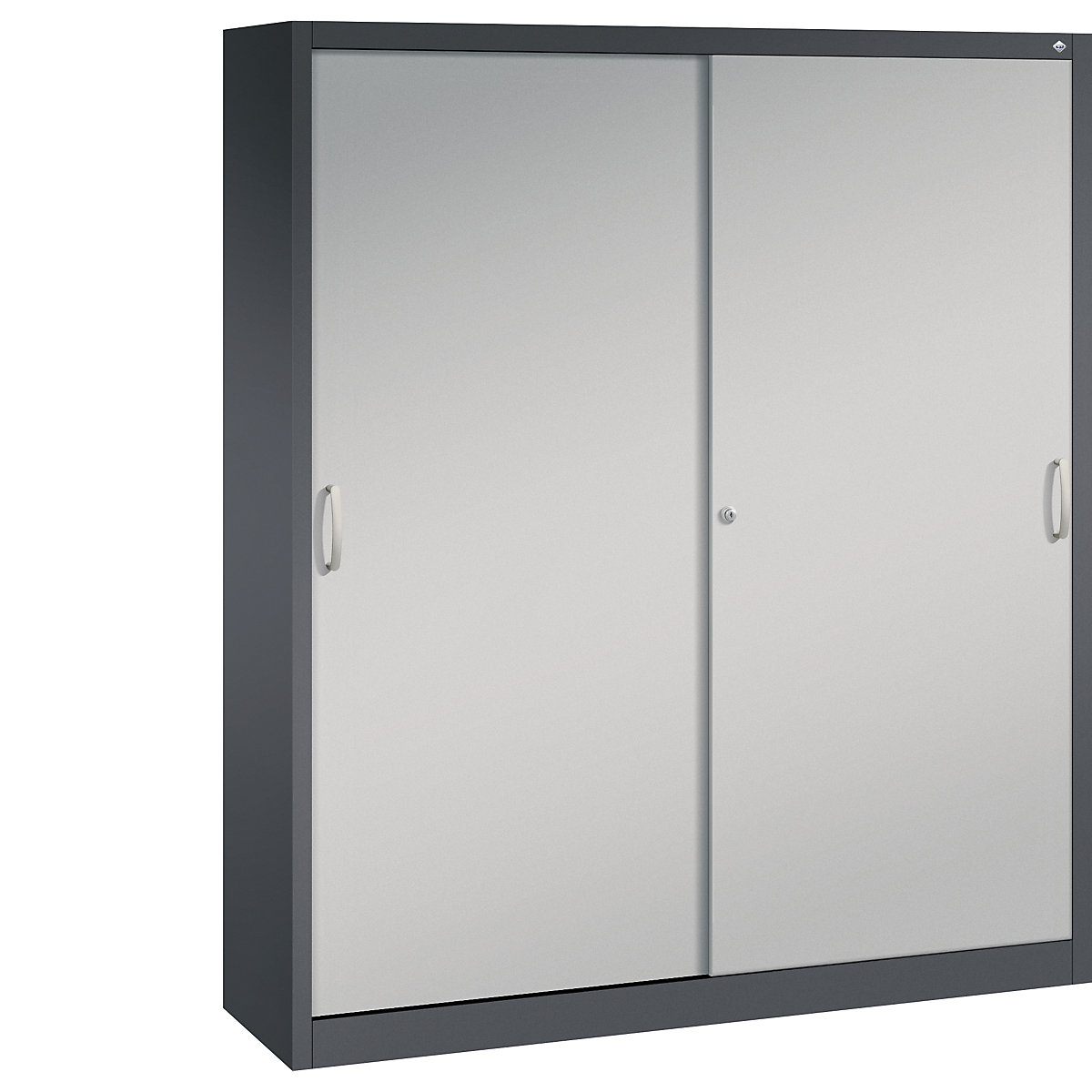 Dulap cu uși glisante ACURADO – C+P, 8 polițe, î. x lăț. x ad. 1950 x 1600 x 400 mm, gri negru / alb aluminiu-0