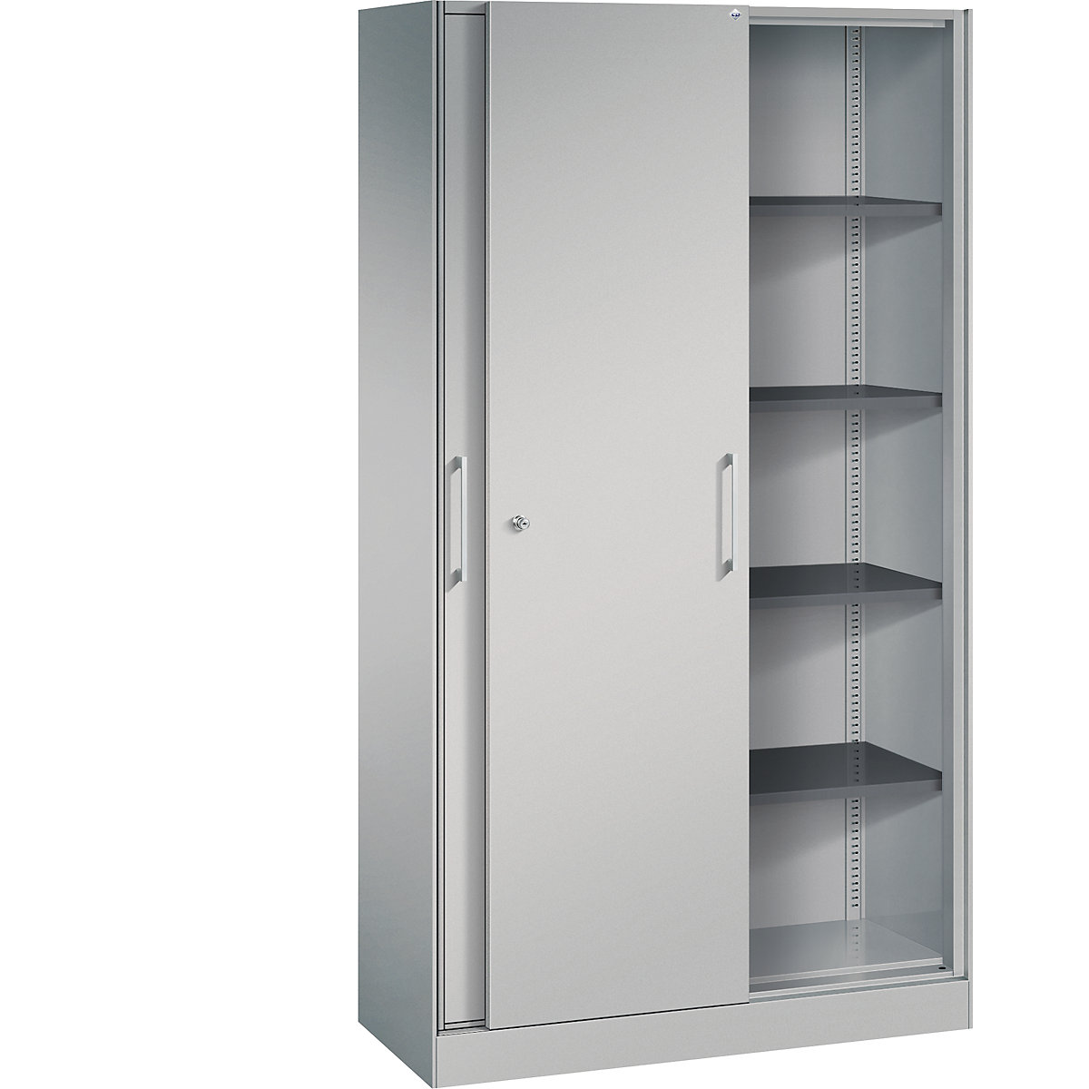 Dulap cu uși glisante ASISTO, înălțime 1980 mm – C+P, lățime 1000 mm, alb aluminiu/alb aluminiu-0