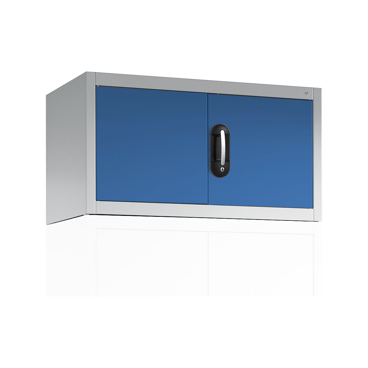 Dulap suprapus cu uși cu canaturi ACURADO – C+P, î. x lăț. x ad. 500 x 930 x 400 mm, gri deschis / albastru deschis-0