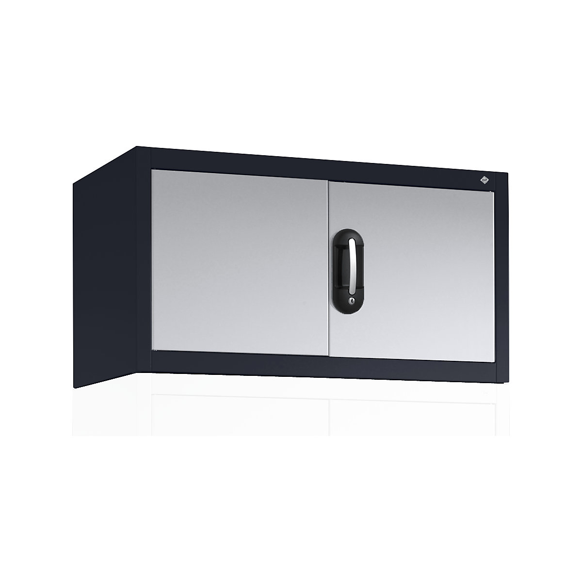 Dulap suprapus cu uși cu canaturi ACURADO – C+P, î. x lăț. x ad. 500 x 930 x 400 mm, gri negru / alb aluminiu-0