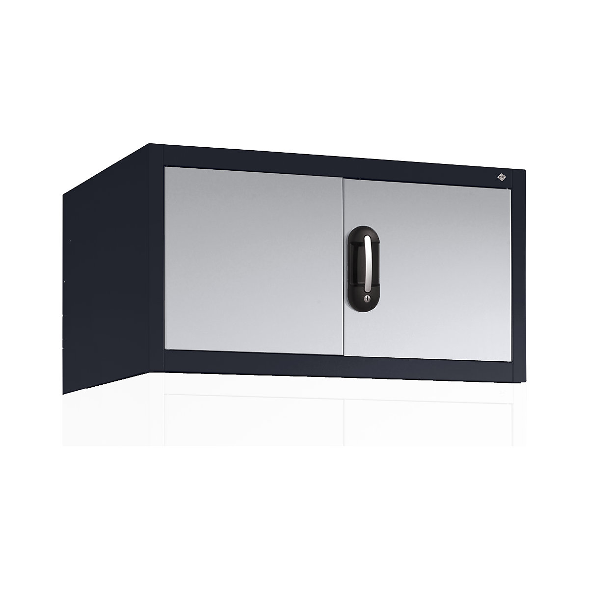 Dulap suprapus cu uși cu canaturi ACURADO – C+P, î. x lăț. x ad. 500 x 930 x 500 mm, gri negru / alb aluminiu-0