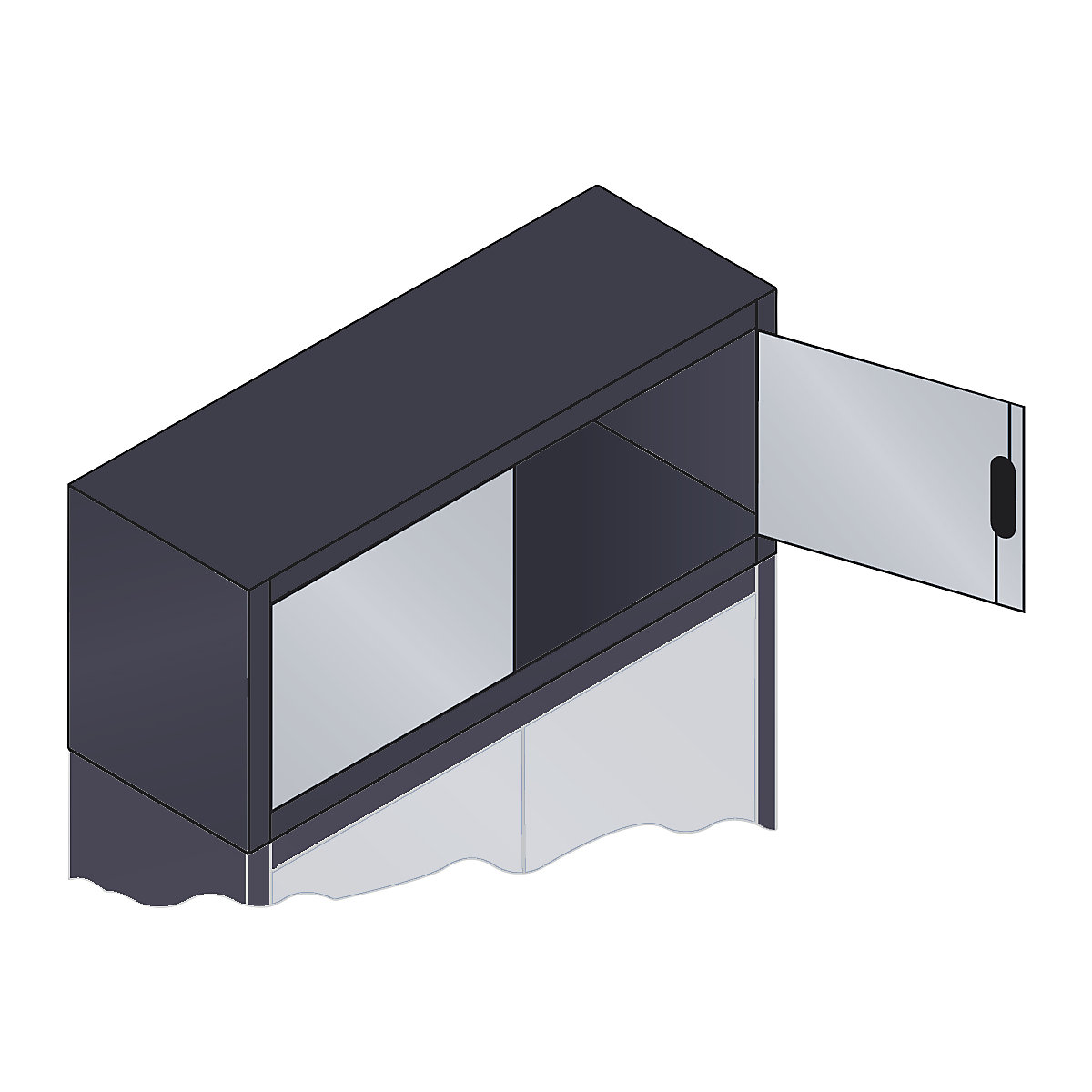 Dulap suprapus cu uși cu canaturi ACURADO – C+P, î. x lăț. x ad. 500 x 1200 x 400 mm, gri negru / alb aluminiu-0