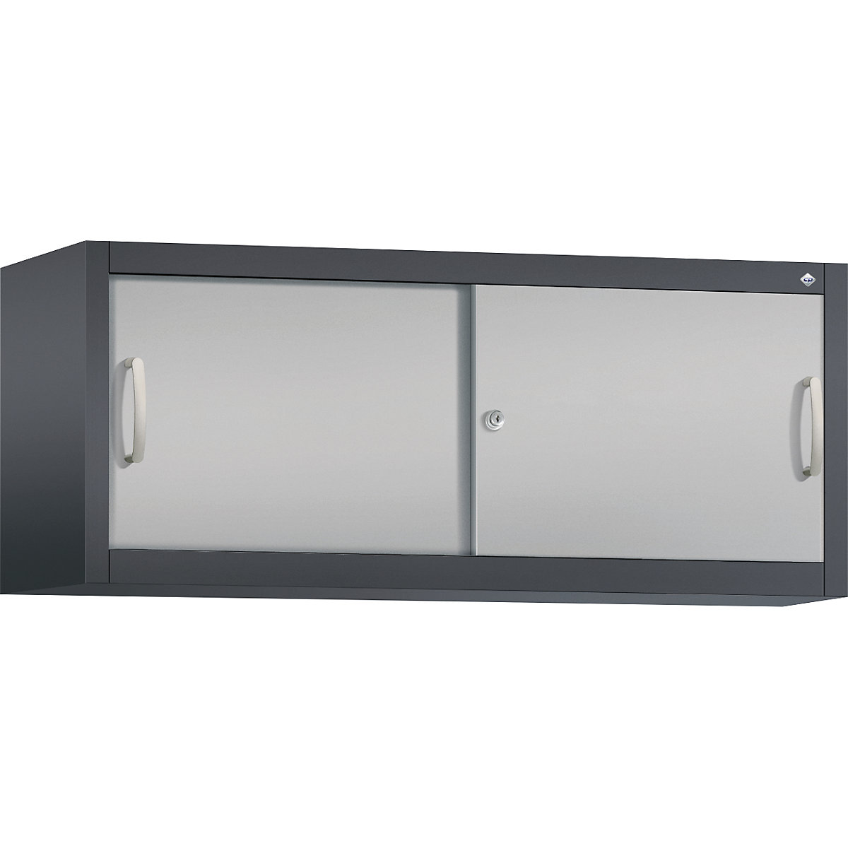 Dulap suprapus cu uși glisante ACURADO – C+P, î. x lăț. x ad. 500 x 1200 x 400 mm, gri negru / alb aluminiu-0