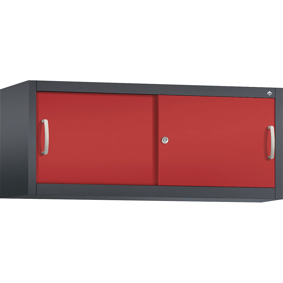 Dulap suprapus cu uși glisante ACURADO – C+P, î. x lăț. x ad. 500 x 1200 x 400 mm, gri negru / roșu aprins-0