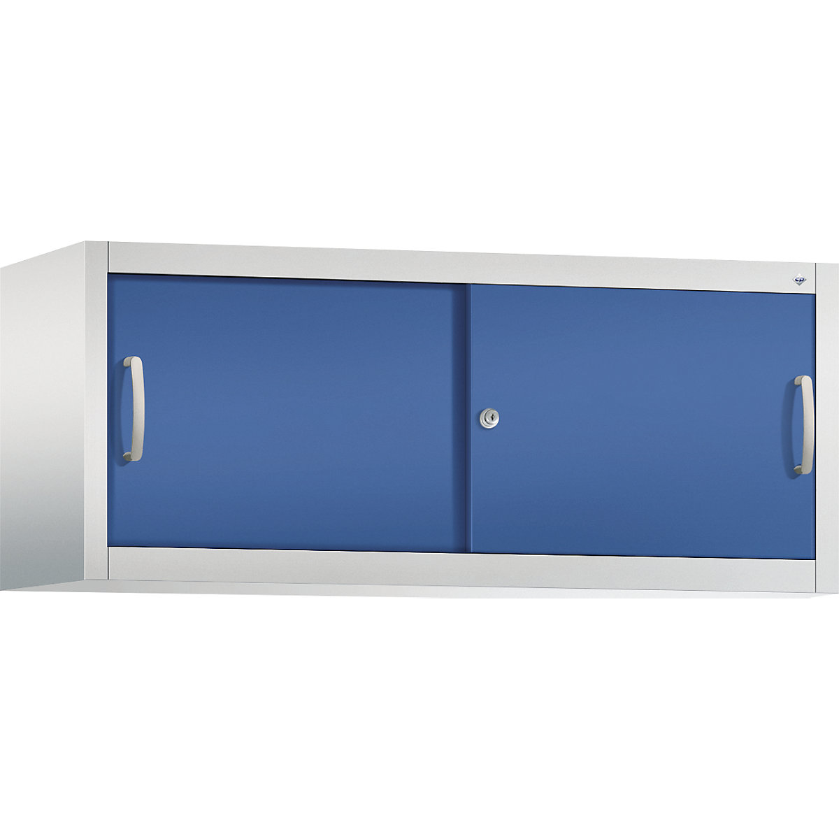 Dulap suprapus cu uși glisante ACURADO – C+P, î. x lăț. x ad. 500 x 1200 x 400 mm, gri deschis / albastru gențiană-0
