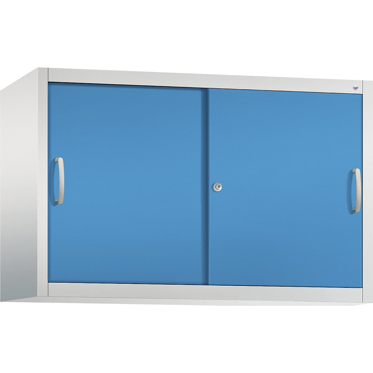 Dulap suprapus cu uși glisante ACURADO – C+P, 1 poliță, î. x lăț. x ad. 790 x 1200 x 400 mm, gri deschis / albastru deschis-0