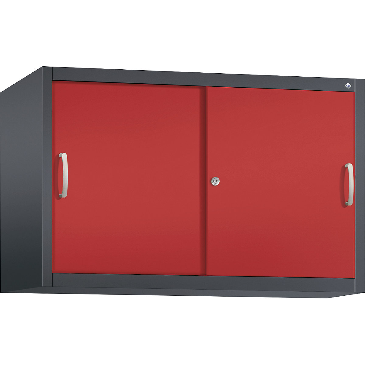 Dulap suprapus cu uși glisante ACURADO – C+P, 1 poliță, î. x lăț. x ad. 790 x 1200 x 500 mm, gri negru / roșu aprins-0