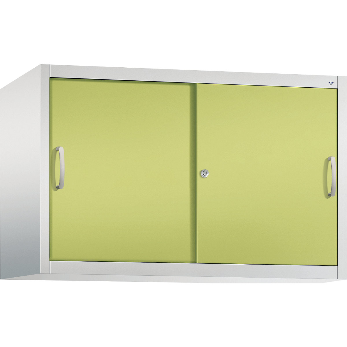 Dulap suprapus cu uși glisante ACURADO – C+P, 1 poliță, î. x lăț. x ad. 790 x 1200 x 500 mm, gri deschis / verde viridin-0