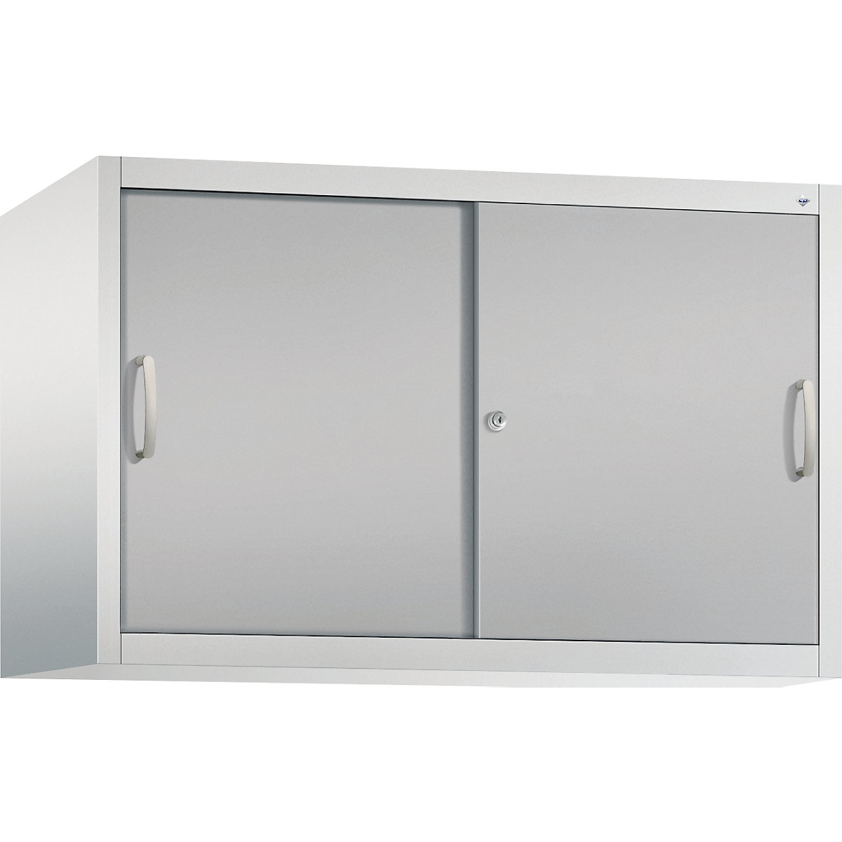 Dulap suprapus cu uși glisante ACURADO – C+P, 1 poliță, î. x lăț. x ad. 790 x 1200 x 500 mm, gri deschis / alb aluminiu-0
