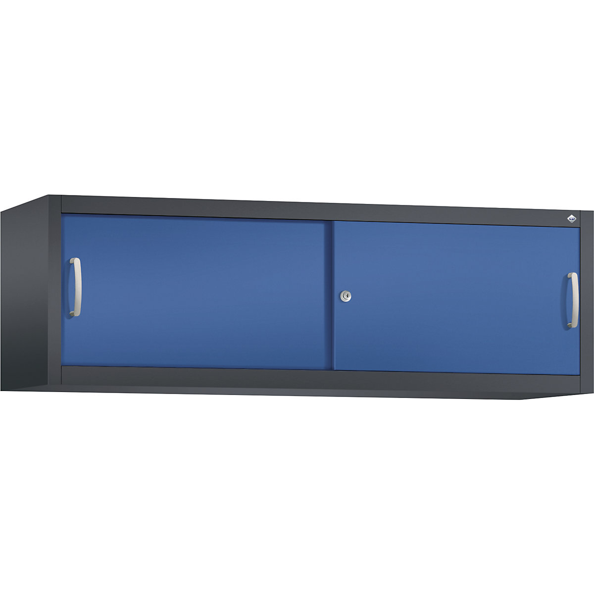 Dulap suprapus cu uși glisante ACURADO – C+P, î. x lăț. x ad. 500 x 1600 x 400 mm, gri negru / albastru gențiană-0