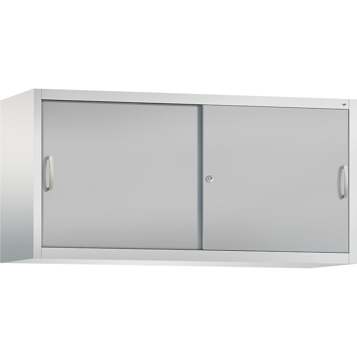 Dulap suprapus cu uși glisante ACURADO – C+P, 2 polițe, î. x lăț. x ad. 790 x 1600 x 500 mm, gri deschis / alb aluminiu-0