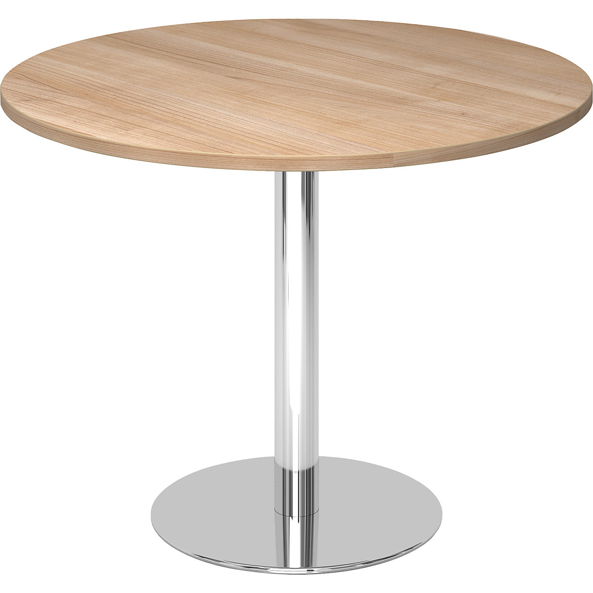 Masă de consiliu, Ø 1000 mm, înălțime 755 mm, cadru cromat, blat decor nuc-0