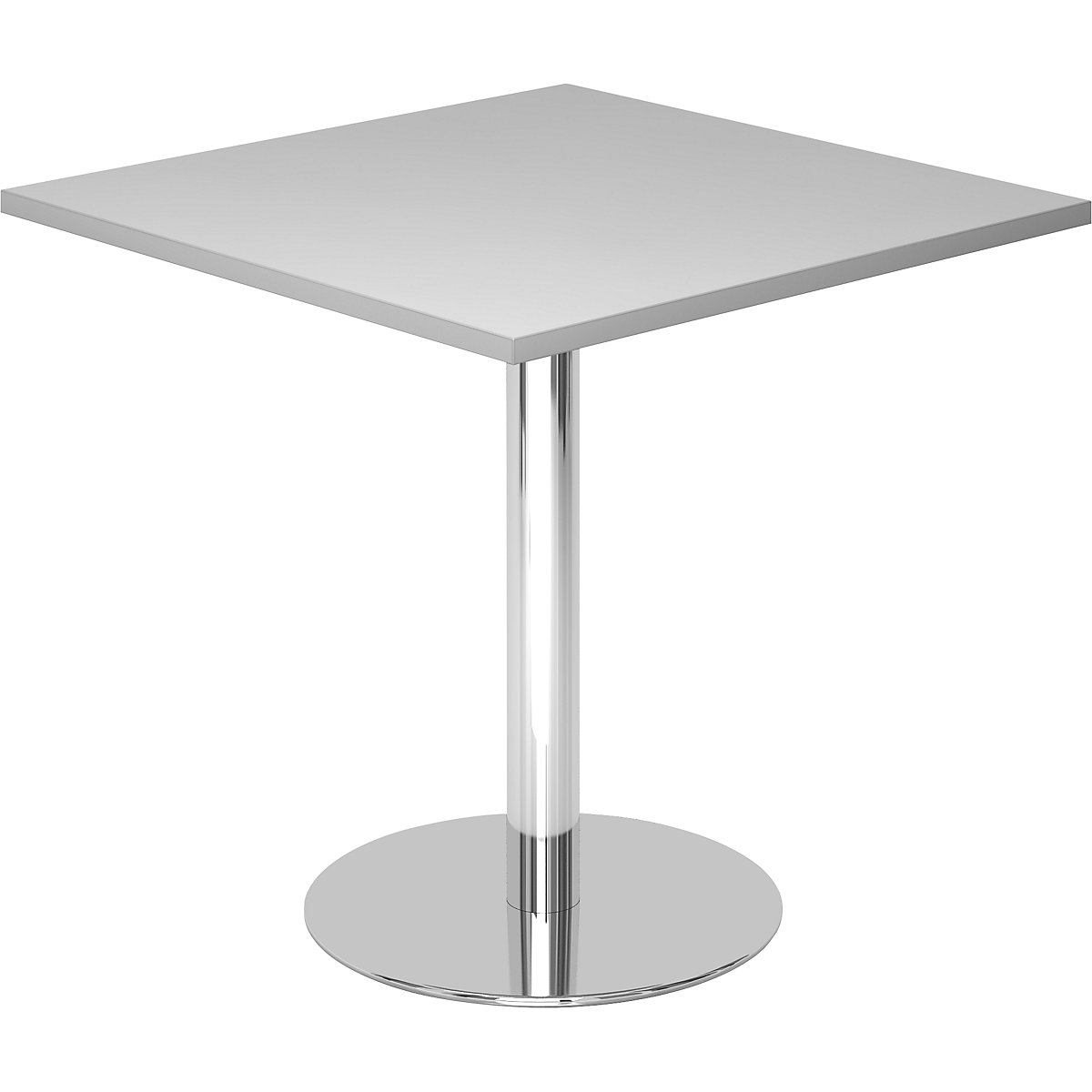 Masă de consiliu, lung. x lăț. 800 x 800 mm, înălțime 755 mm, cadru cromat, blat gri deschis-0