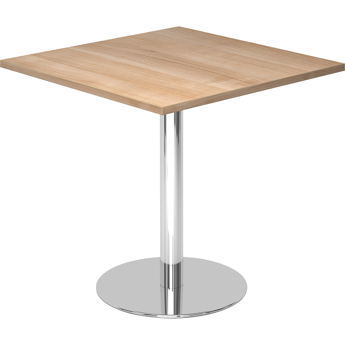 Masă de consiliu, lung. x lăț. 800 x 800 mm, înălțime 755 mm, cadru cromat, blat decor nuc-0